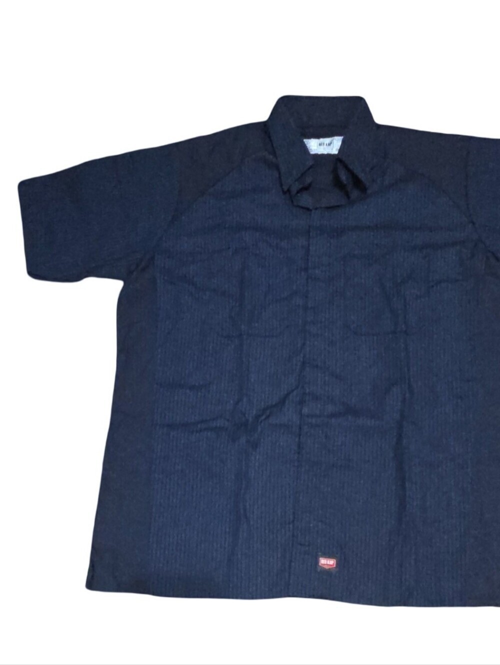 Men's Short Sleeve Button-Down Shirt in Dark Navy. Two Toned Size L